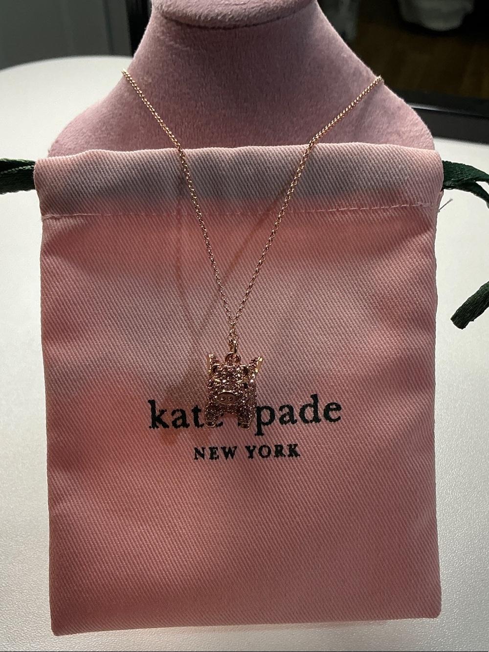 kate spade Rose Gold Piggy ๐ท Charm Necklace.